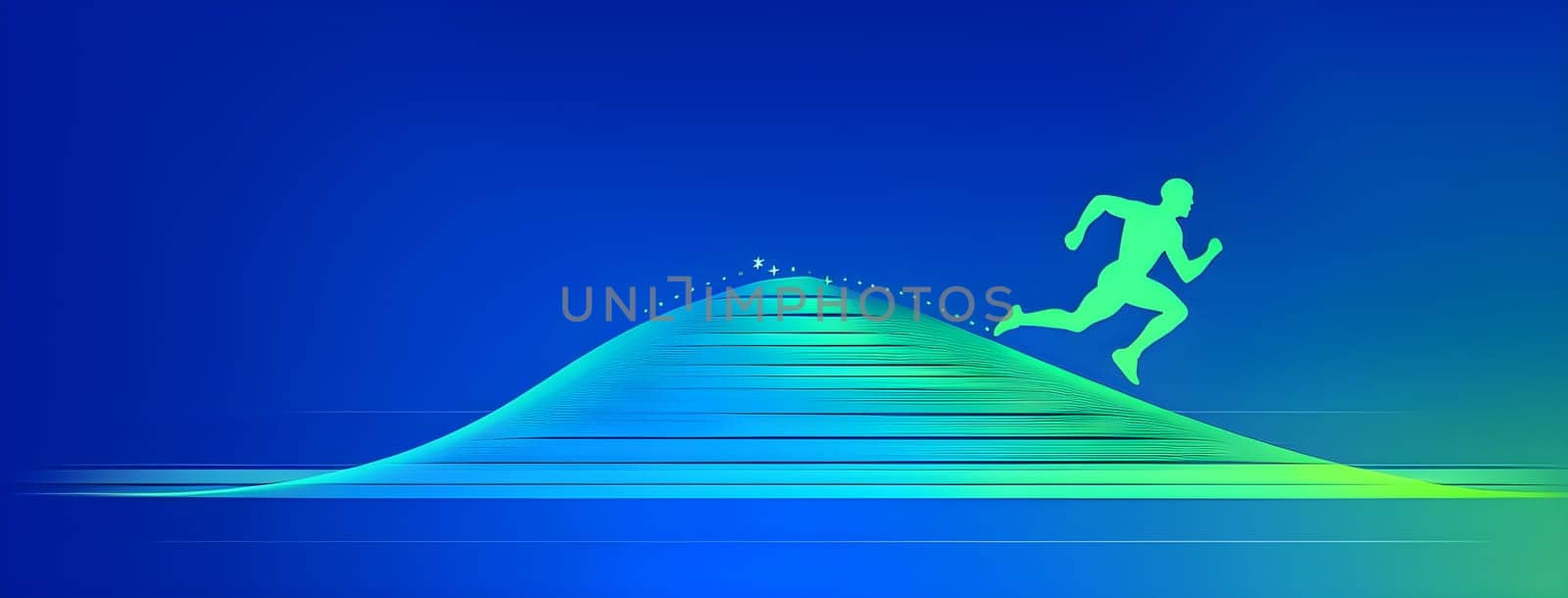 illustration of a wave of data points shaping into a runner's silhouette, conveying speed and precision guided by AI