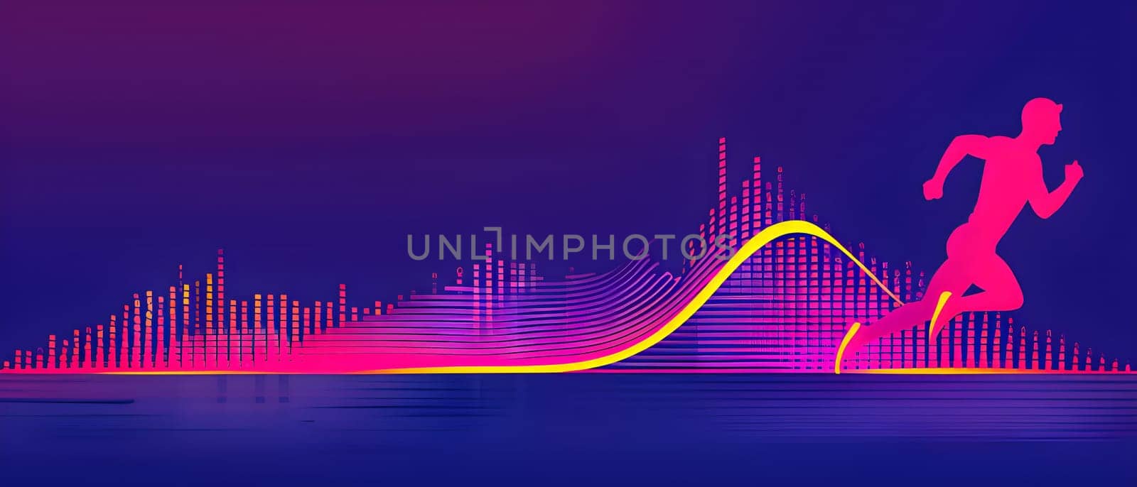 illustration of a wave of data points shaping into a runner's silhouette, conveying speed and precision guided by AI