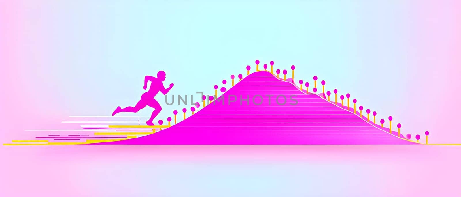illustration of a wave of data points shaping into a runner's silhouette, conveying speed and precision guided by AI