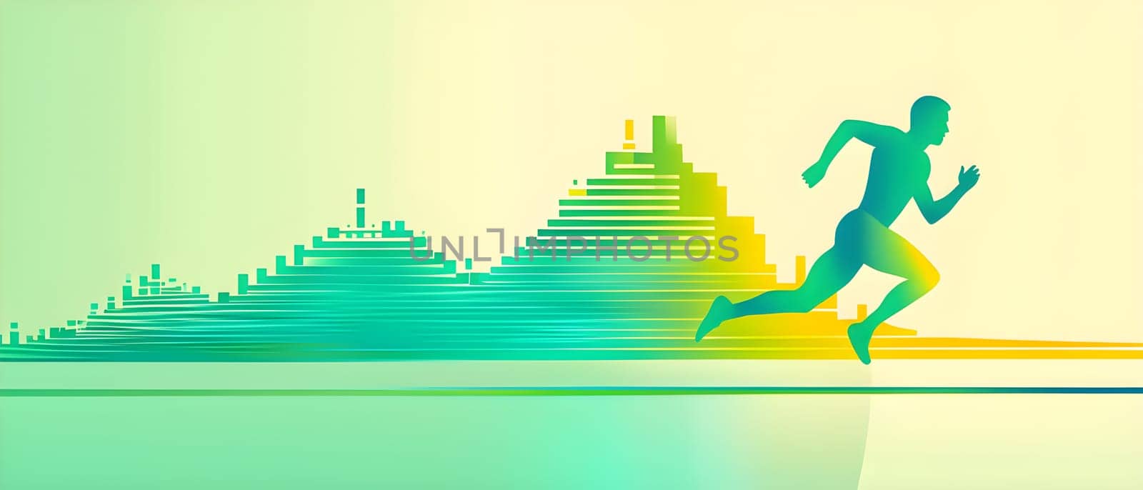 illustration of a wave of data points shaping into a runner's silhouette, conveying speed and precision guided by AI