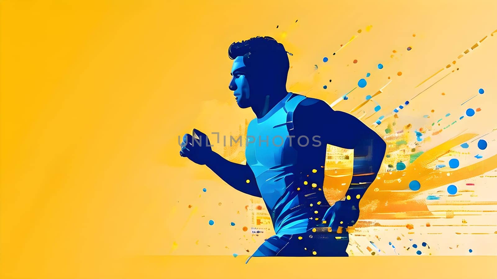 illustration of a wave of data points shaping into a runner's silhouette, conveying speed and precision guided by AI