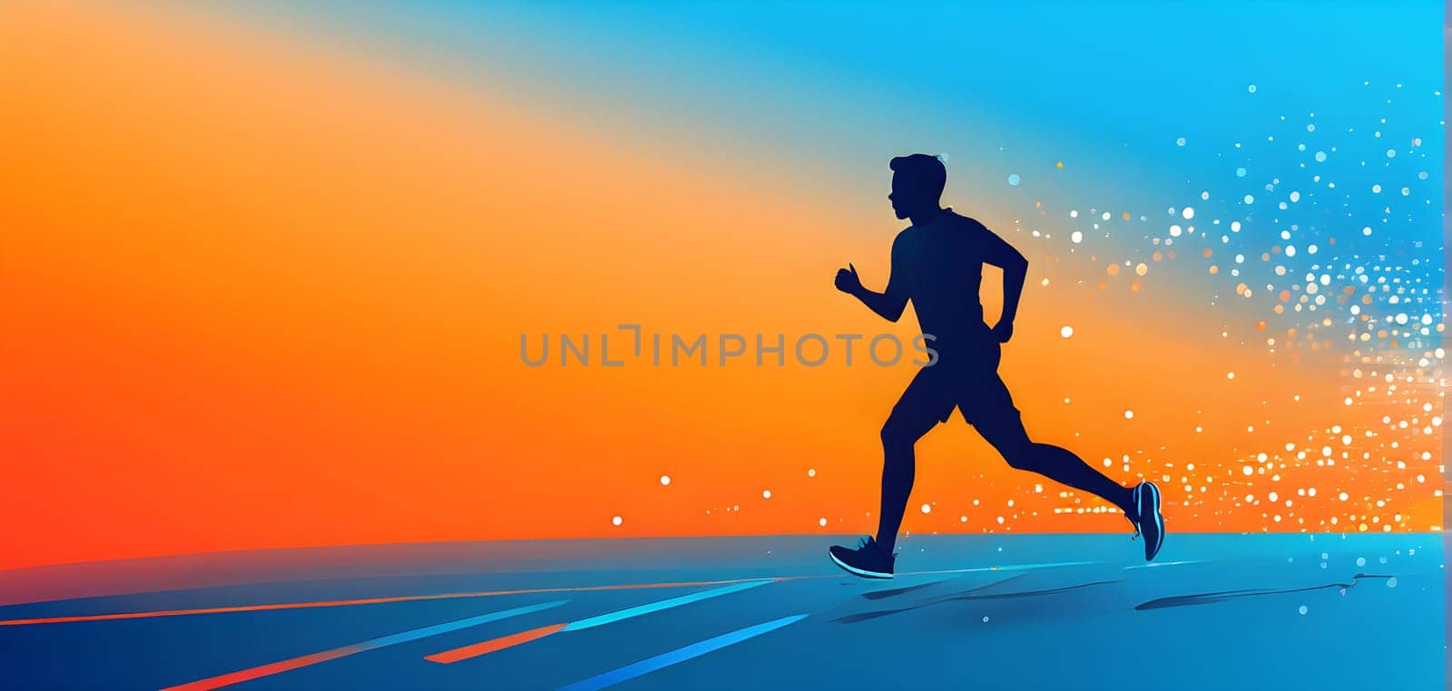 illustration of a wave of data points shaping into a runner's silhouette, conveying speed and precision guided by AI