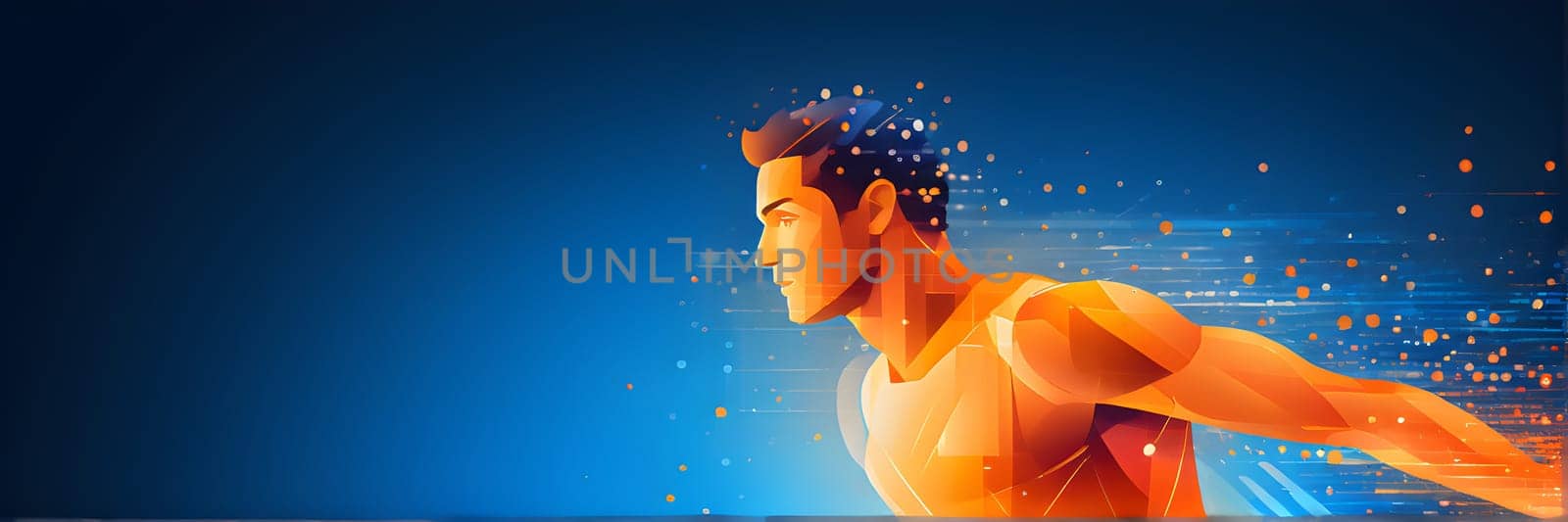 illustration of a wave of data points shaping into a runner's silhouette, conveying speed and precision guided by AI