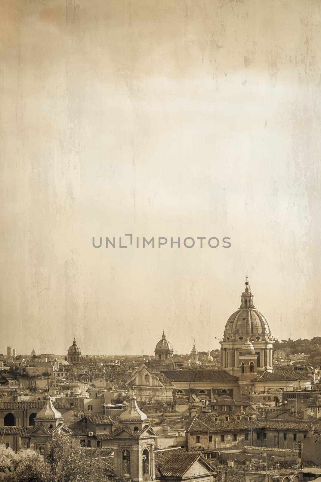 Rome old postcard, panorama - vintage style, retro texture