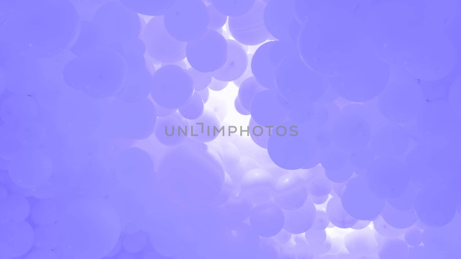 Purple background with flying balloons - clean design, 3d abstract realistic banner