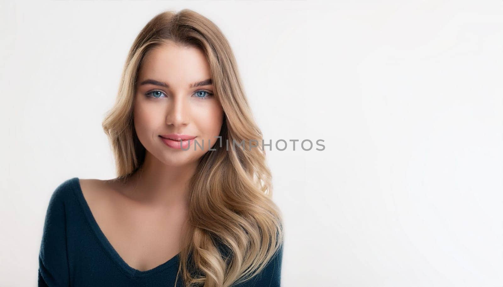 pretty young smiling woman portrait, AI generated image