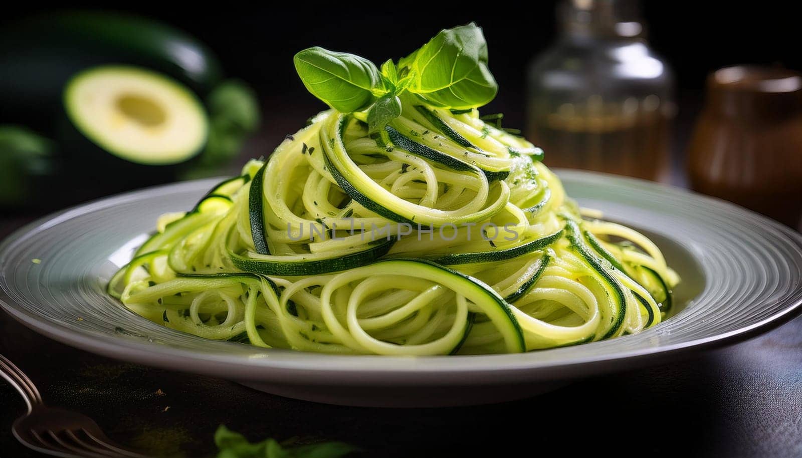 zucchini noodles vegetarian food, AI generated image