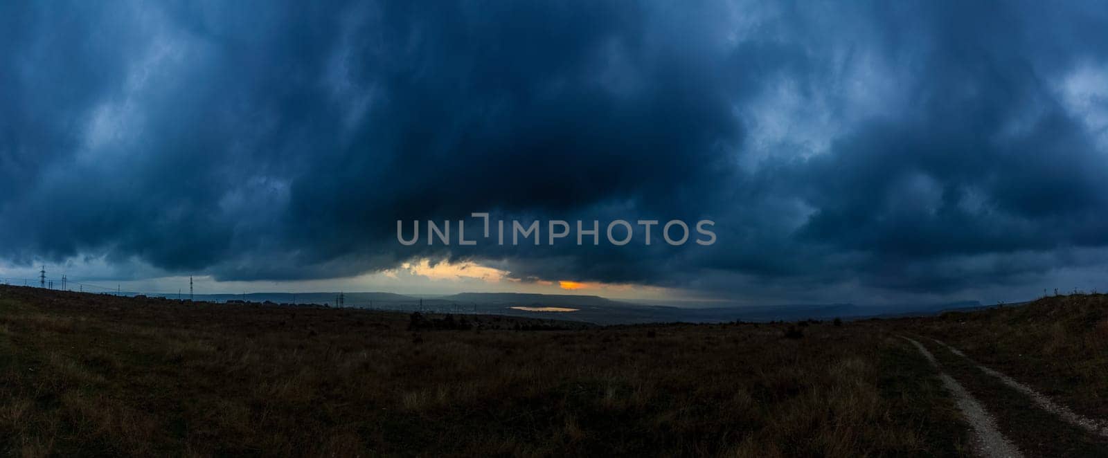 Beautiful cumulus clouds over the mountains and valleys of Crimea. The landscape of the nature of Crimea.