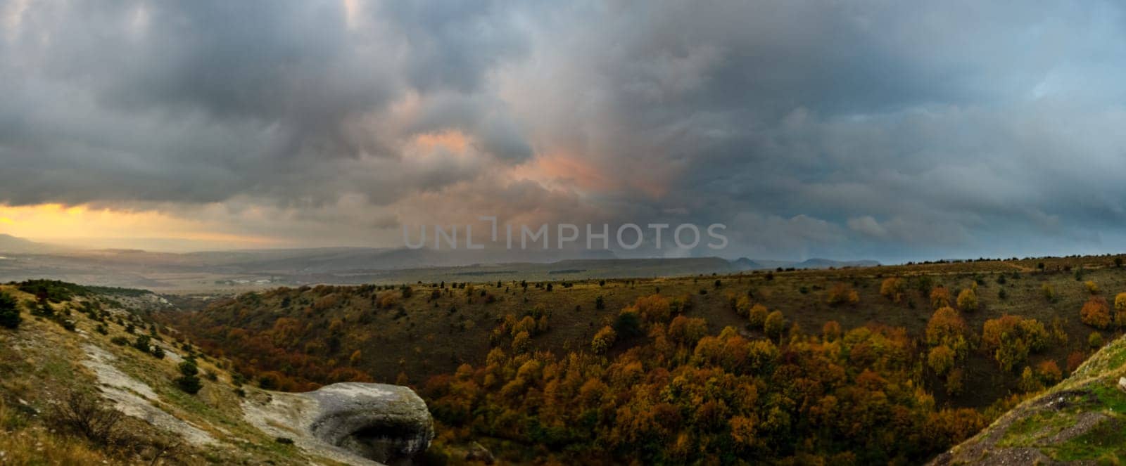 The nature of Crimea, mountains and sky. Grass and forests in the mountains.