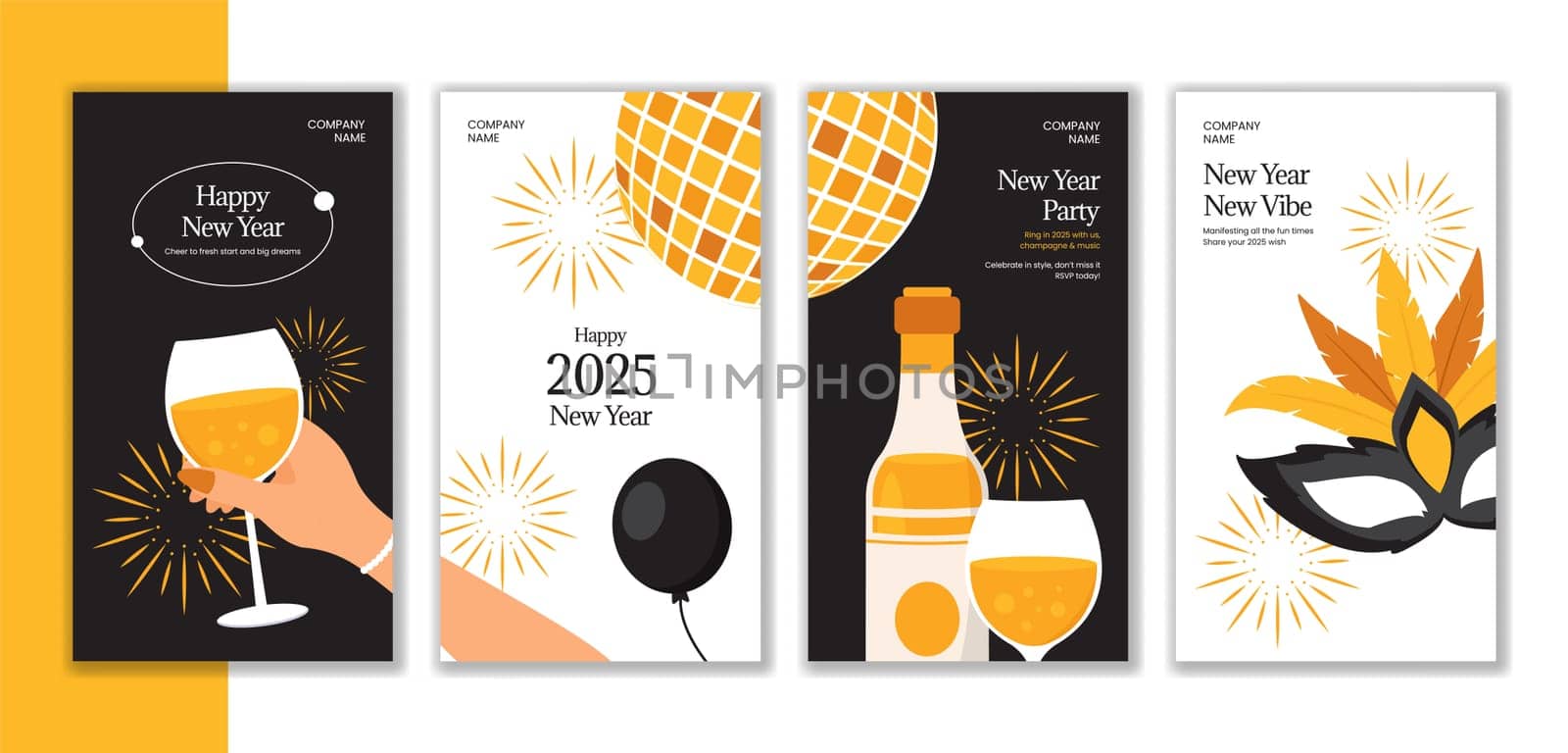 2025 New Year Celebration Template for Social Media Stories in Hand Drawn Style