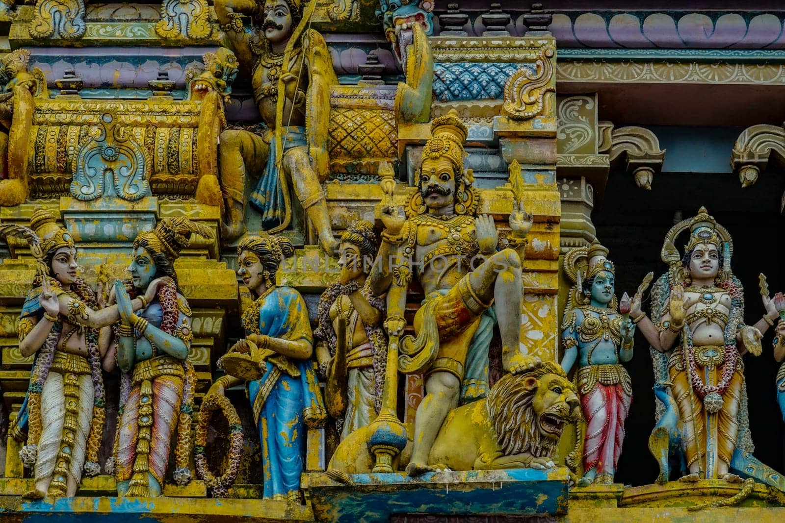 Detail of temple carvings in Sri Lanka. Shooting Location: Sri Lanka, Colombo