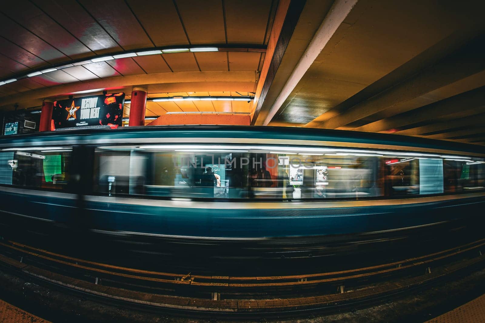Montreal subway train passing. Shooting Location: montreal, canada