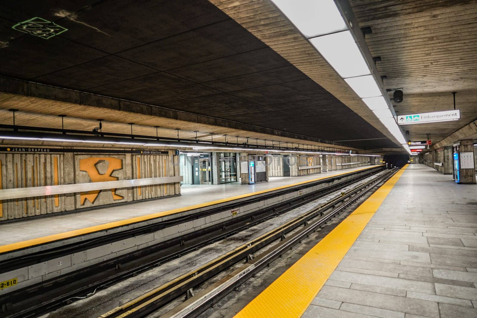 Jean-Drapeau station platform. Shooting Location: montreal, canada