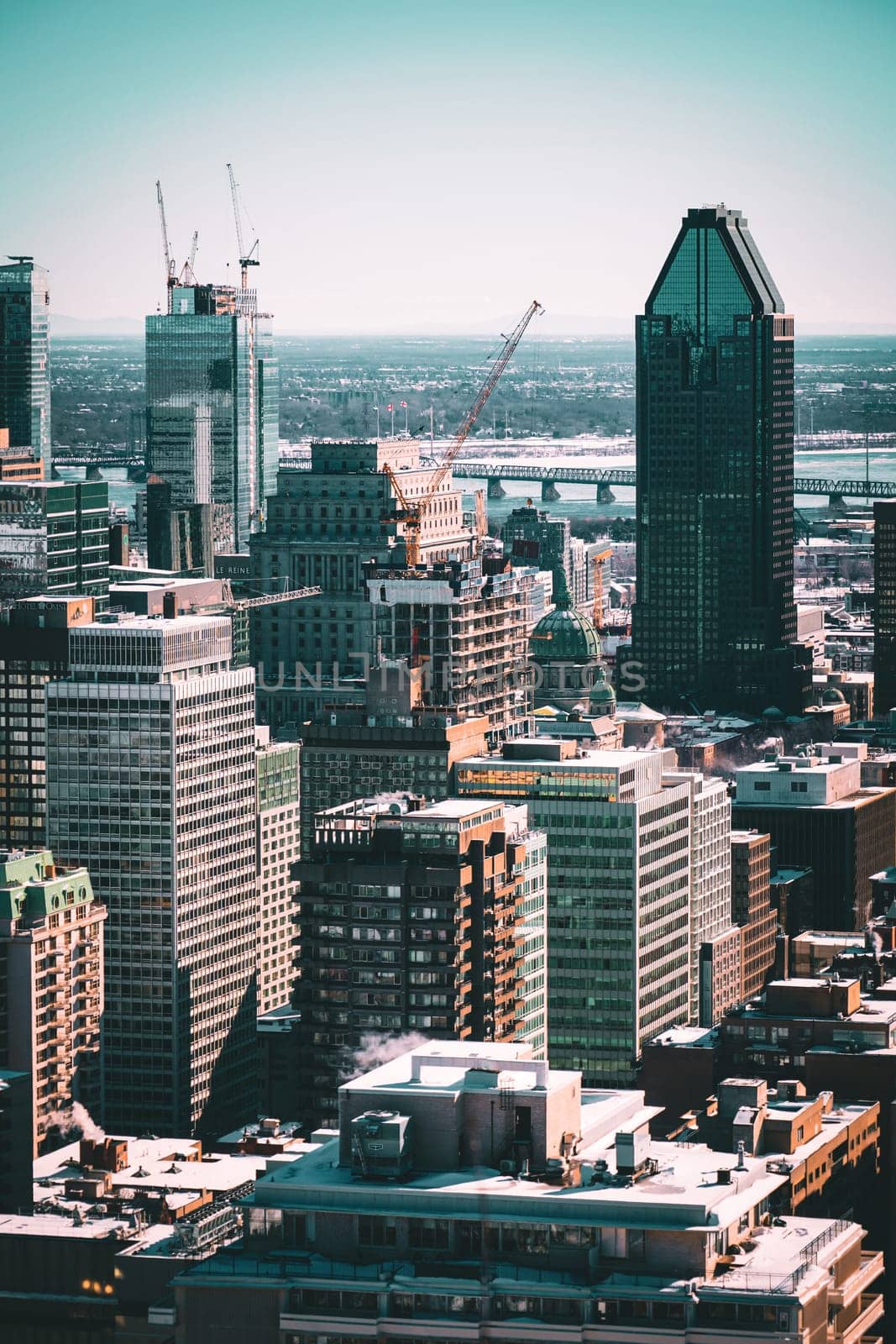 city ​​and modern buildings. Shooting Location: montreal, canada