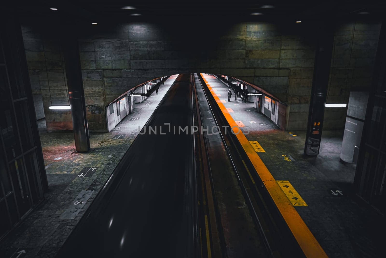 Silence on the subway platform. Shooting Location: montreal, canada