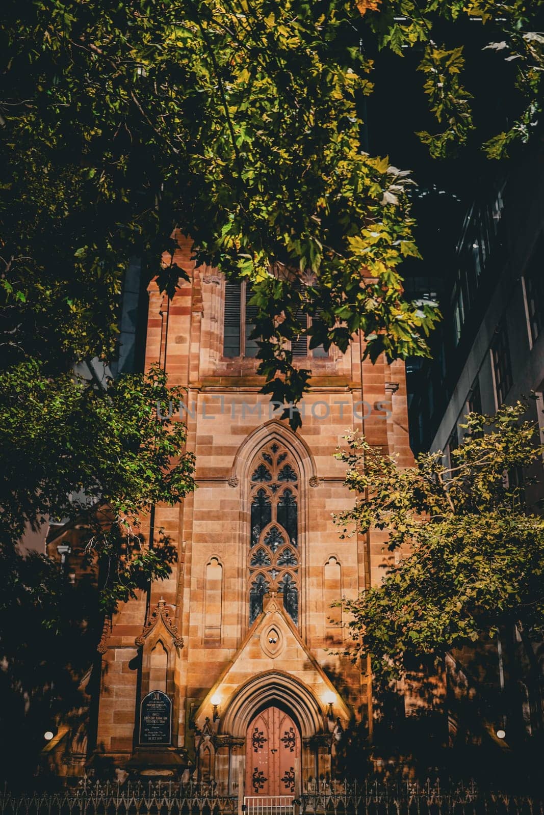 Illuminated church (Sydney). Shooting Location: sydney, australia