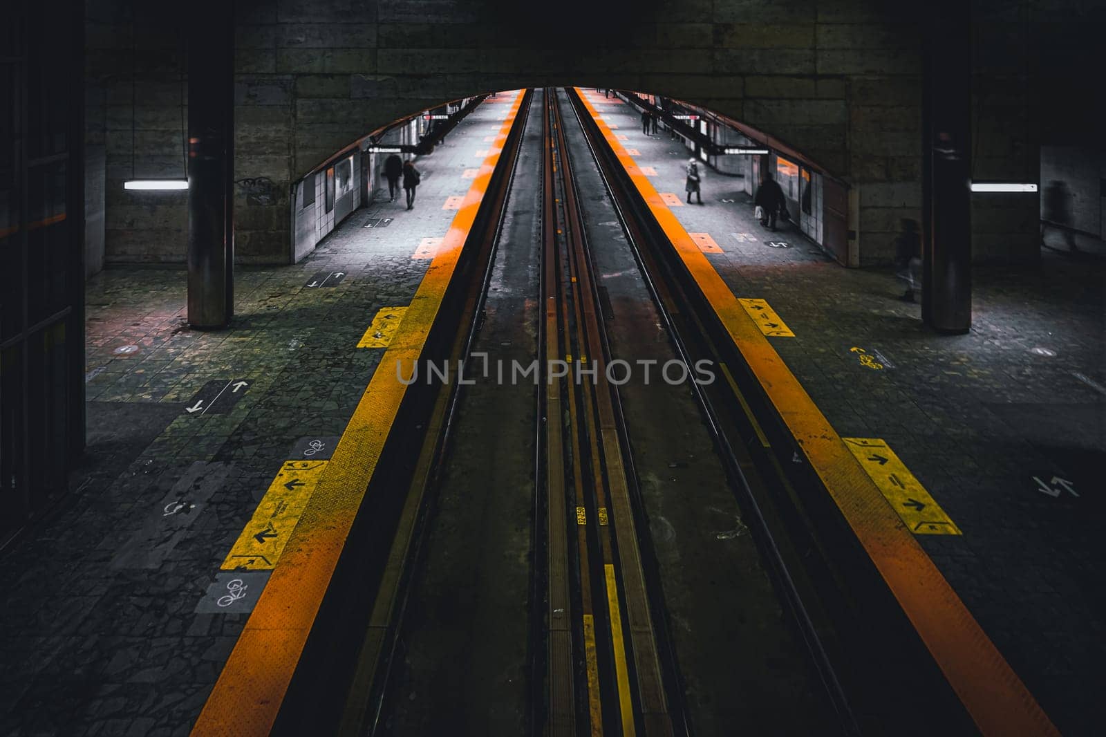 Silence on the subway platform. Shooting Location: montreal, canada