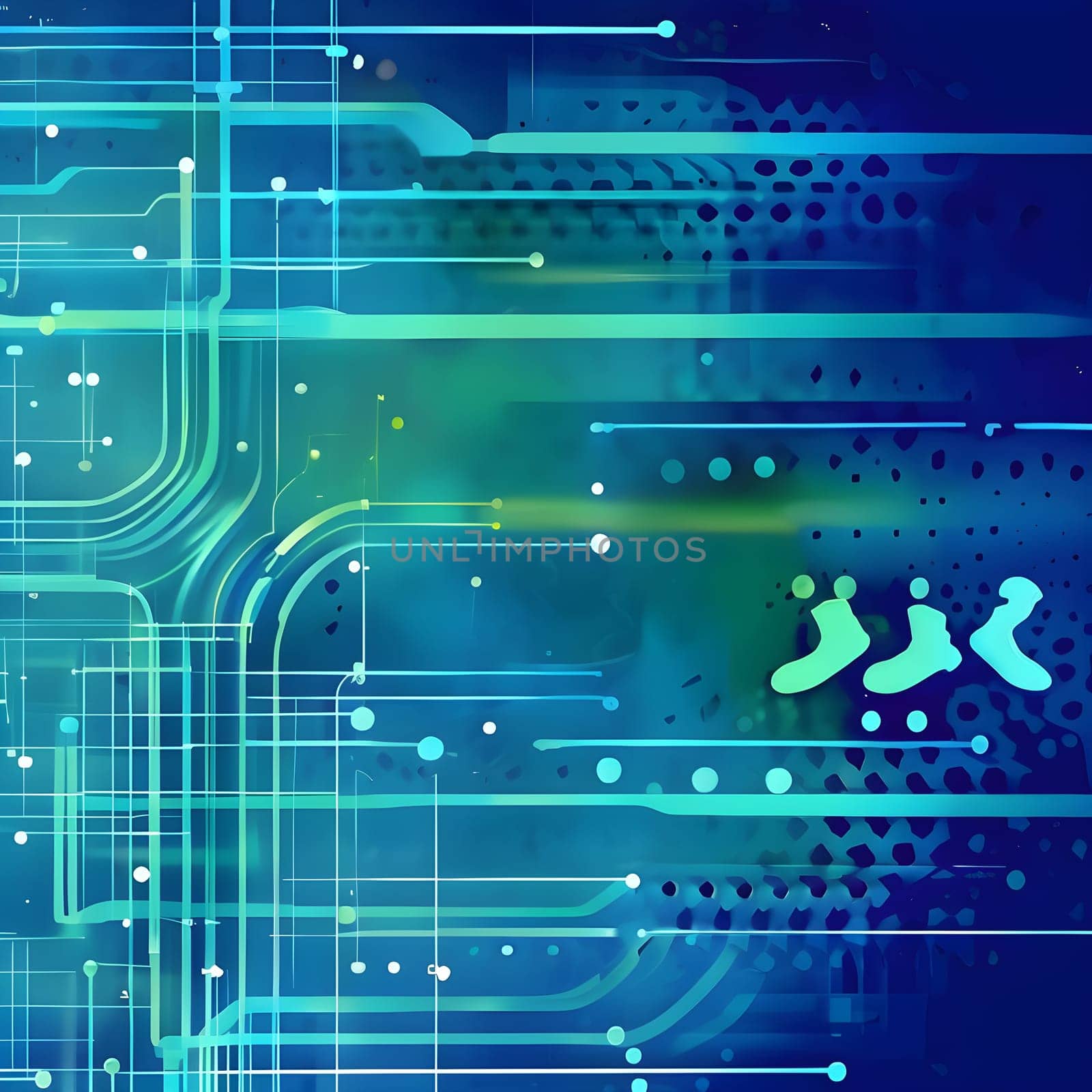 Converging digital lines and sport gear silhouettes creating an abstract pattern to show AI impact in sports training