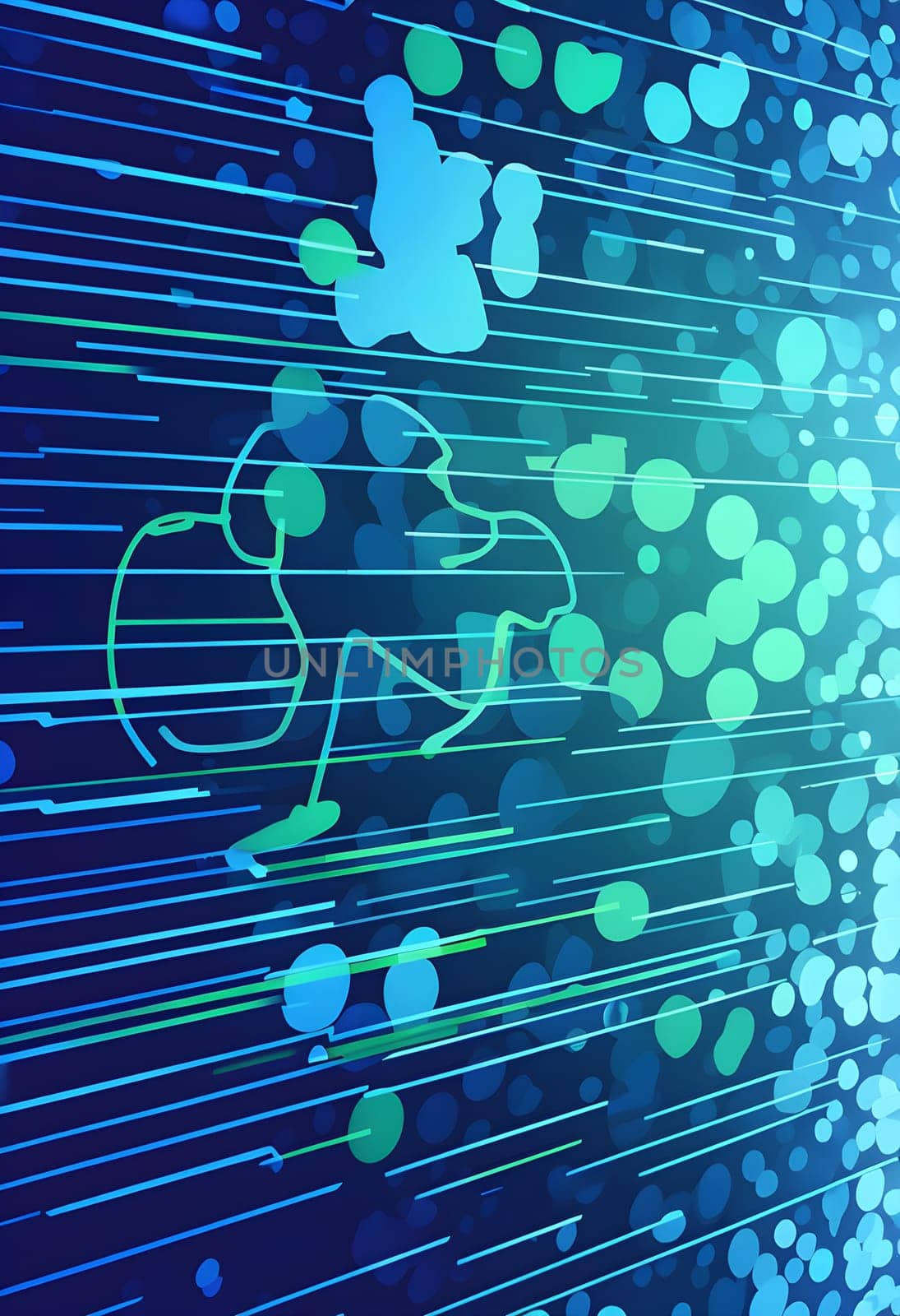 Converging digital lines and sport gear silhouettes creating an abstract pattern to show AI impact in sports training
