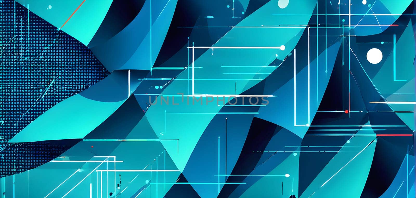 Converging digital lines and sport gear silhouettes creating an abstract pattern to show AI impact in sports training