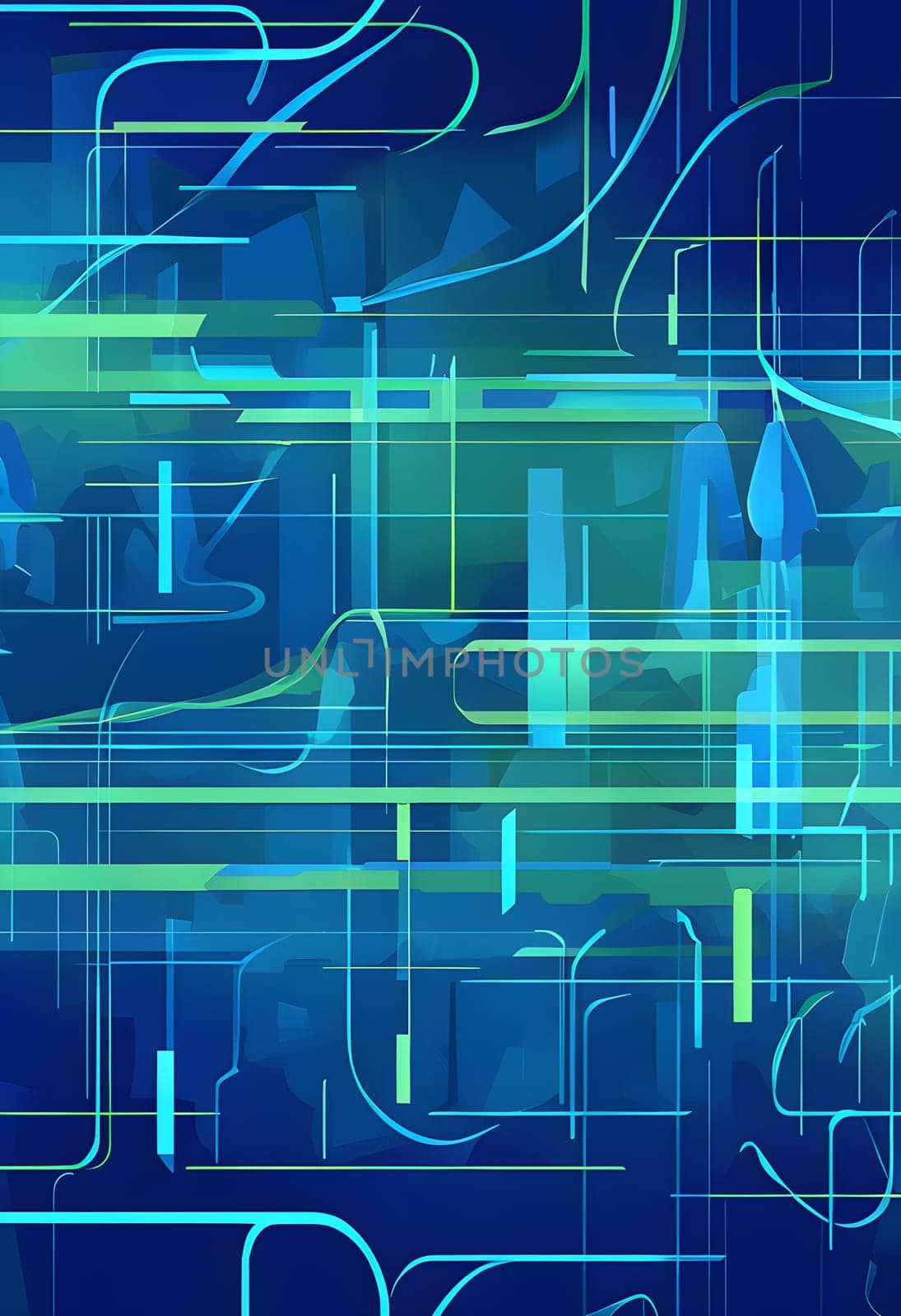 Converging digital lines and sport gear silhouettes creating an abstract pattern to show AI impact in sports training