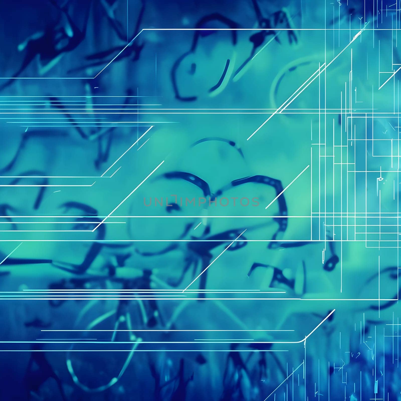 Converging digital lines and sport gear silhouettes creating an abstract pattern to show AI impact in sports training