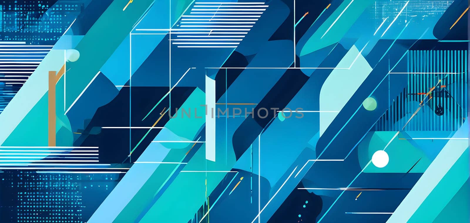 Converging digital lines and sport gear silhouettes creating an abstract pattern to show AI impact in sports training