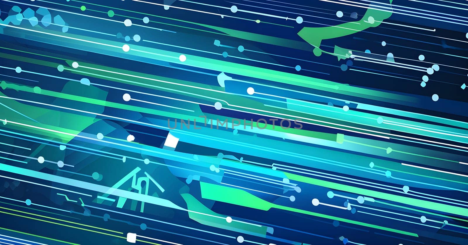 Converging digital lines and sport gear silhouettes creating an abstract pattern to show AI impact in sports training