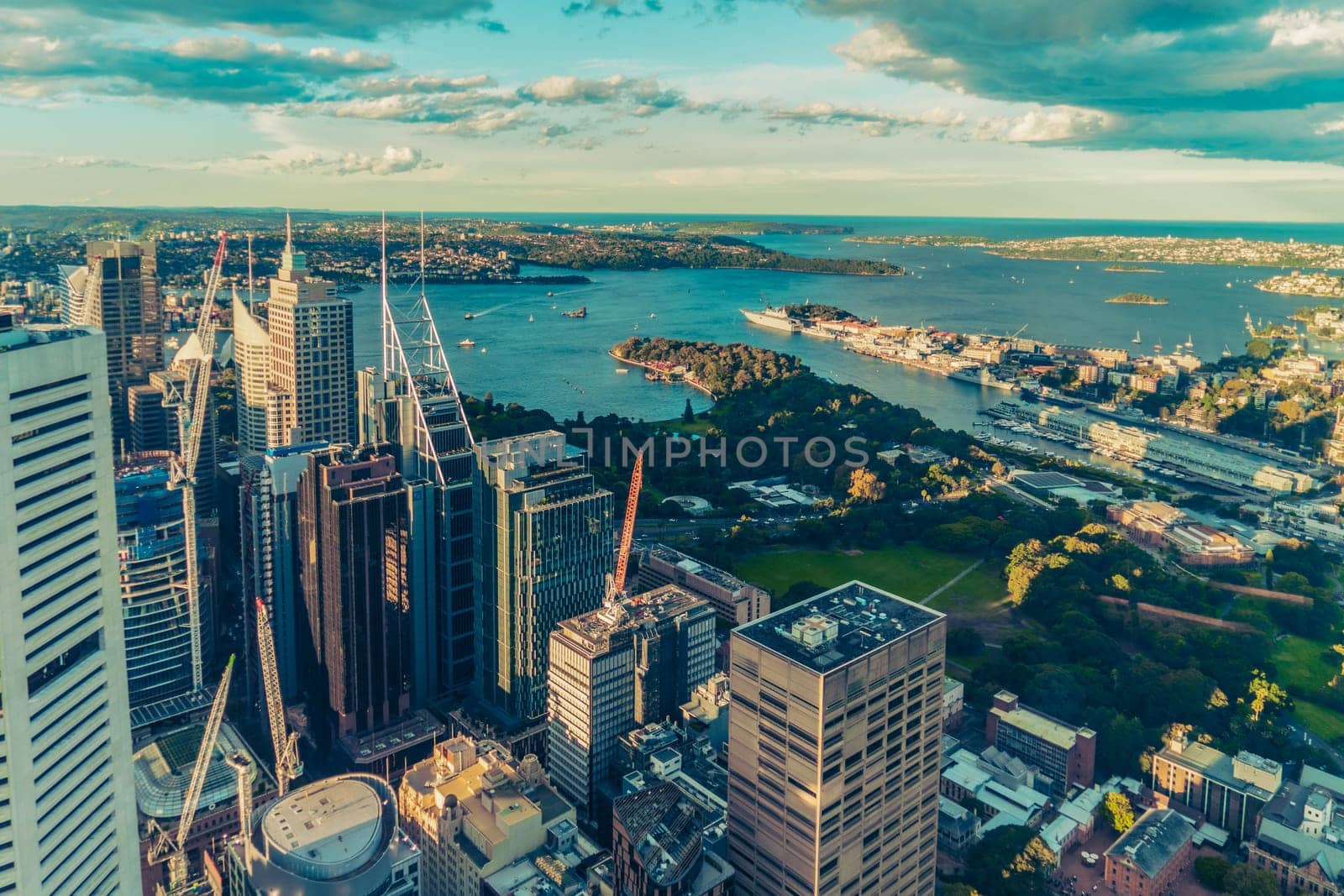Sydney buildings and bay. Shooting Location: sydney, australia