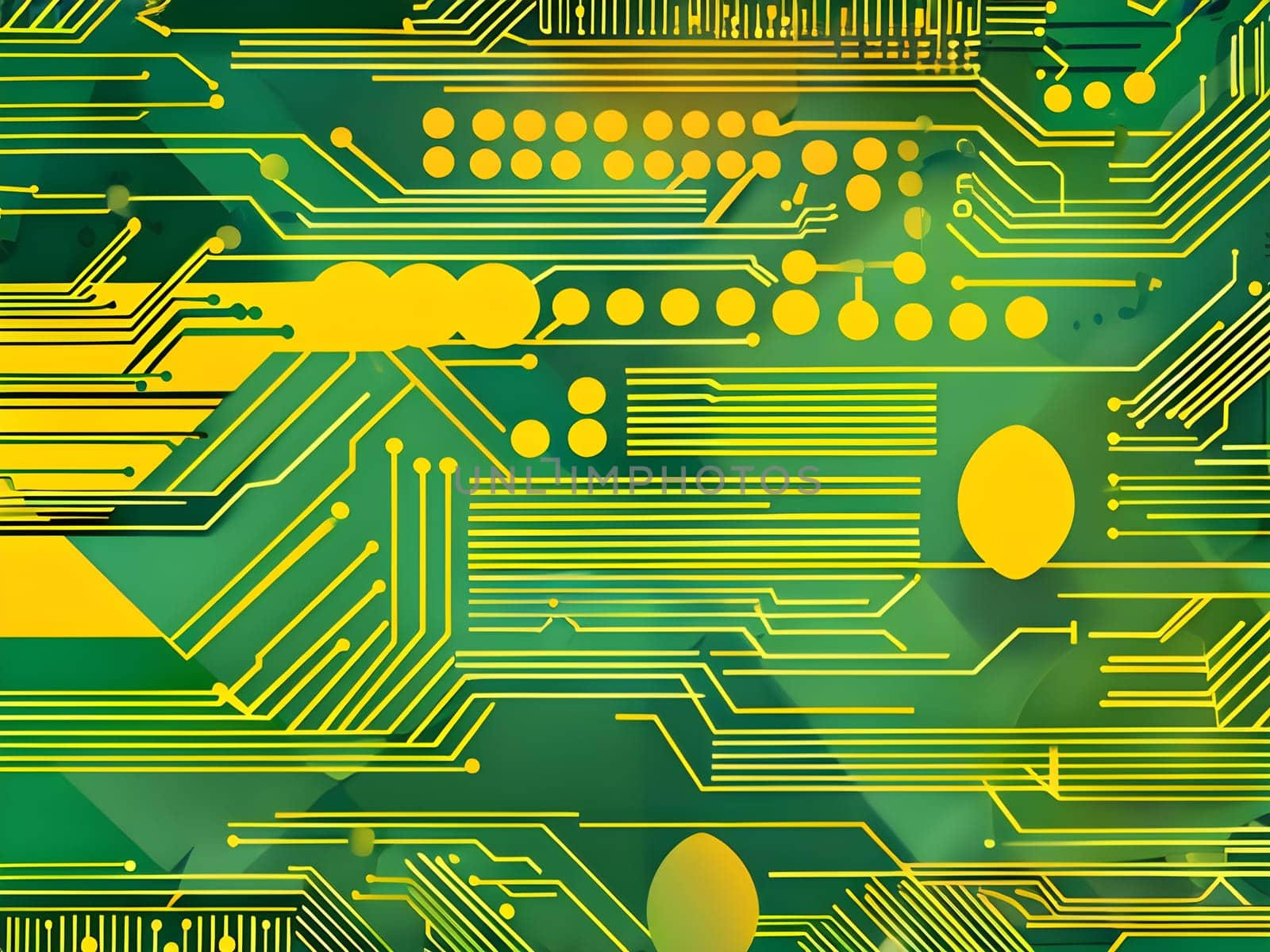 vibrant mix of abstract circuitry intertwined with rugby balls, representing AI role in personalized sports training