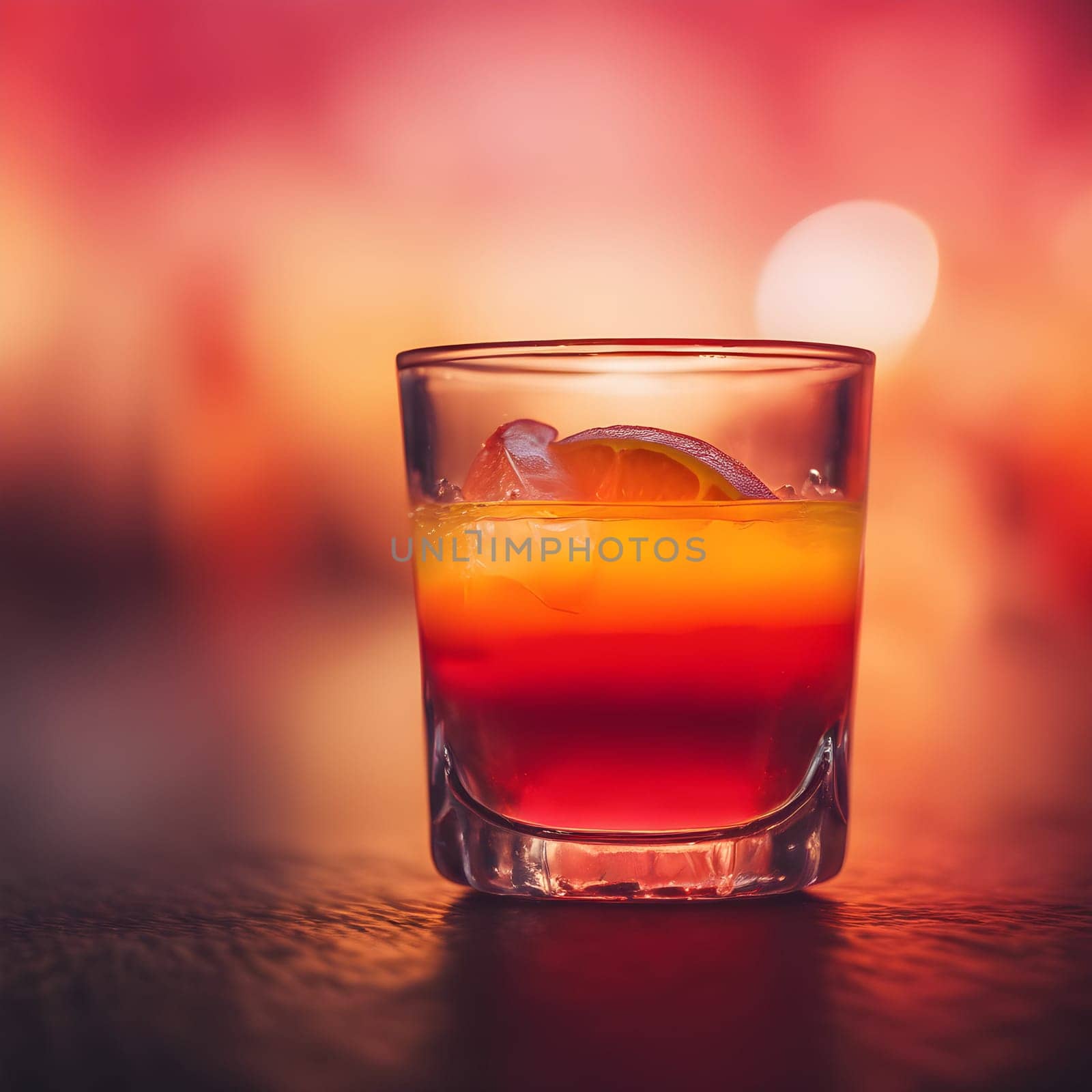 Red and Orange Gradient Tequila Sunrise in a Cocktail Glass
