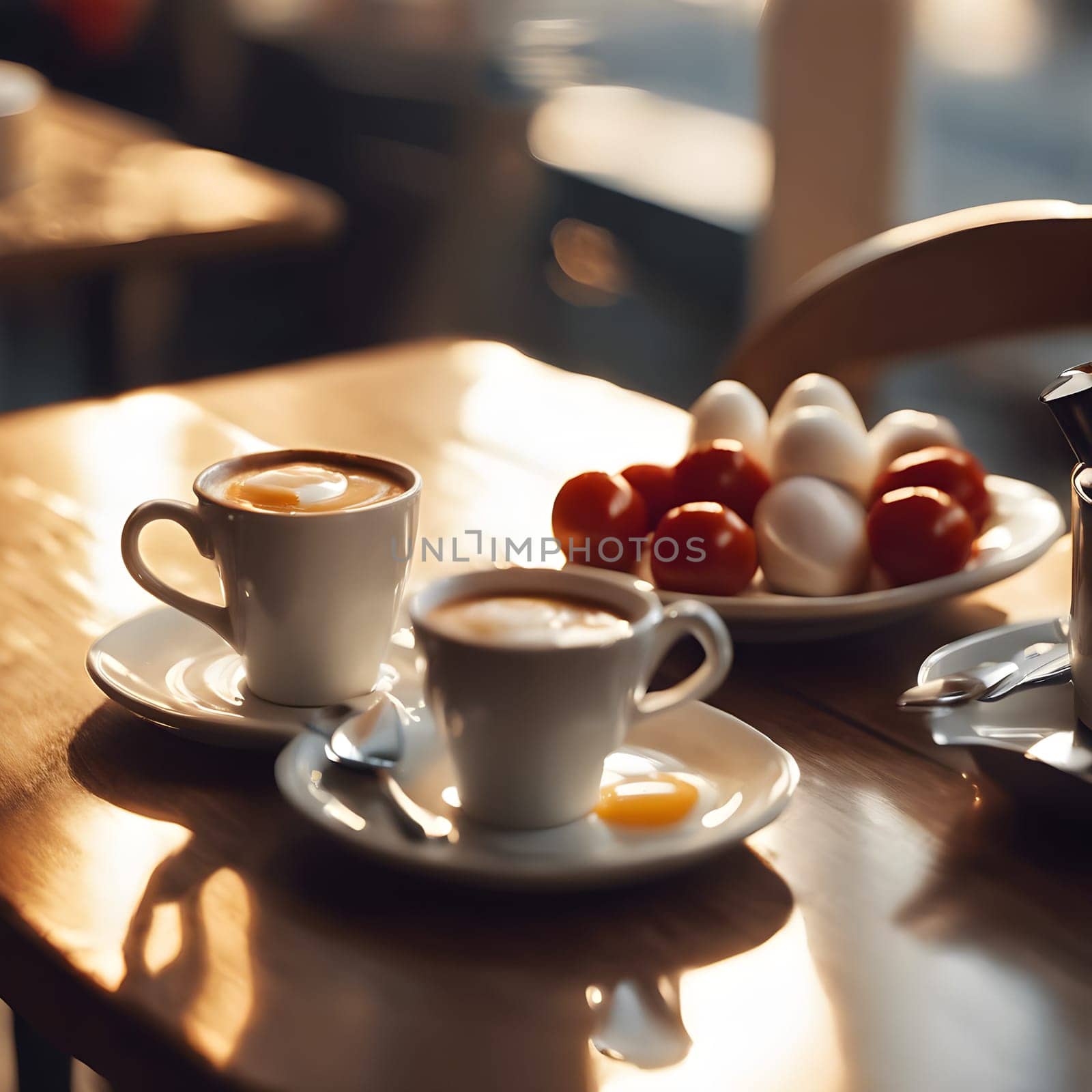 Cozy Café Corner: Poached Eggs and Flat White in Morning Light