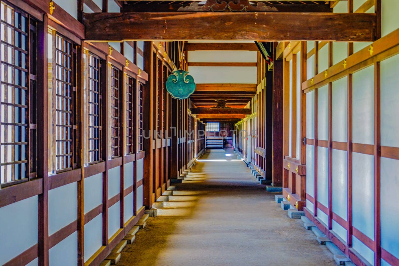 Japanese architecture at the end of the wooden hallway. Shooting Location: Niigata Prefecture