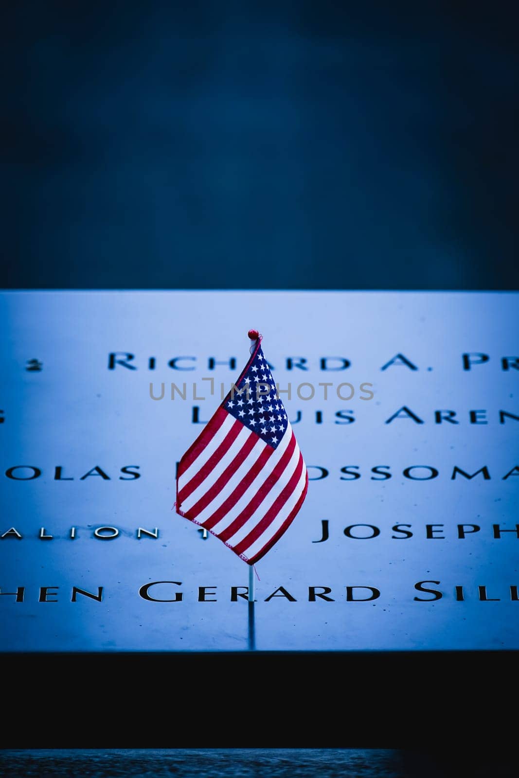 american flag on monument. Shooting Location: new york, manhattan