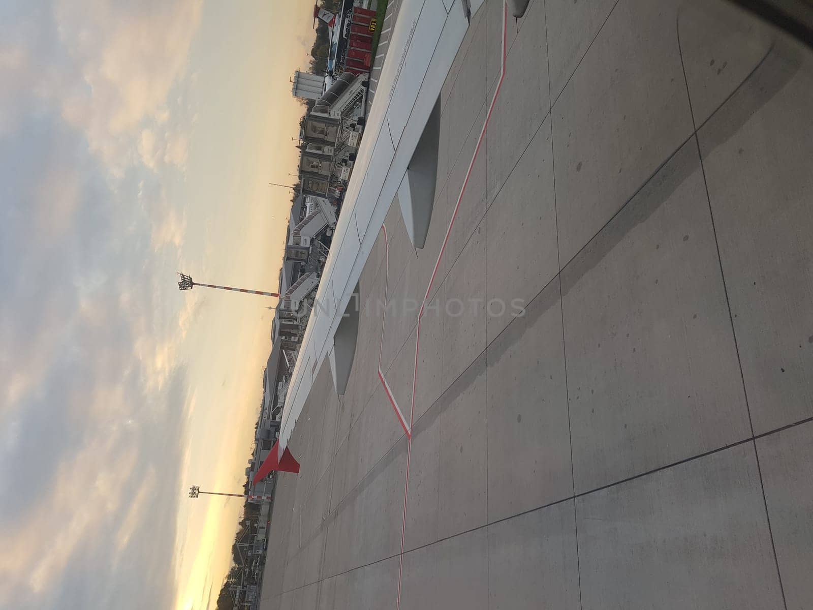 DUESSELDORF, NRW, GERMANY - NOVEMBER 11, 2019: Dusseldorf, Nrw, Germany - November 11, 2019:  Window view from the passenger seat of a passenger plane