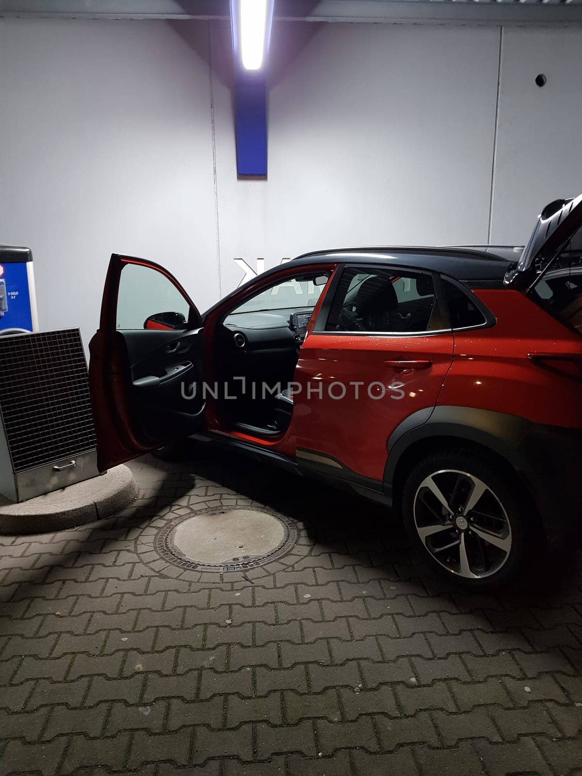 HEILIGENHAUS, NRW, GERMANY - MARCH 10, 2020: Heiligenhaus, Nrw, Germany - March 10, 2020: Off-road vehicle in the car wash for vacuuming and maintenance