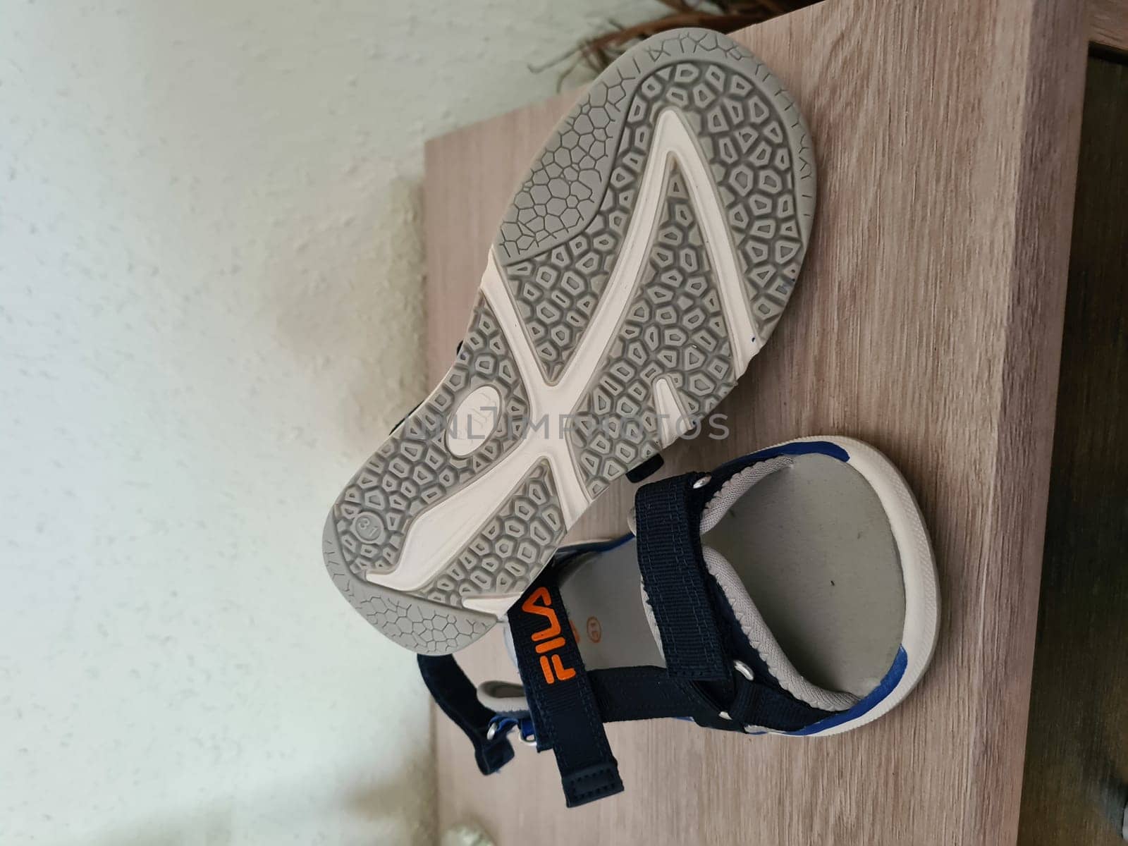 HEILIGENHAUS, NRW, GERMANY - JUNI 09, 2020: Heiligenhaus, Nrw, Germany - Juni 09, 2020: Children's sandals from Fila in size 36