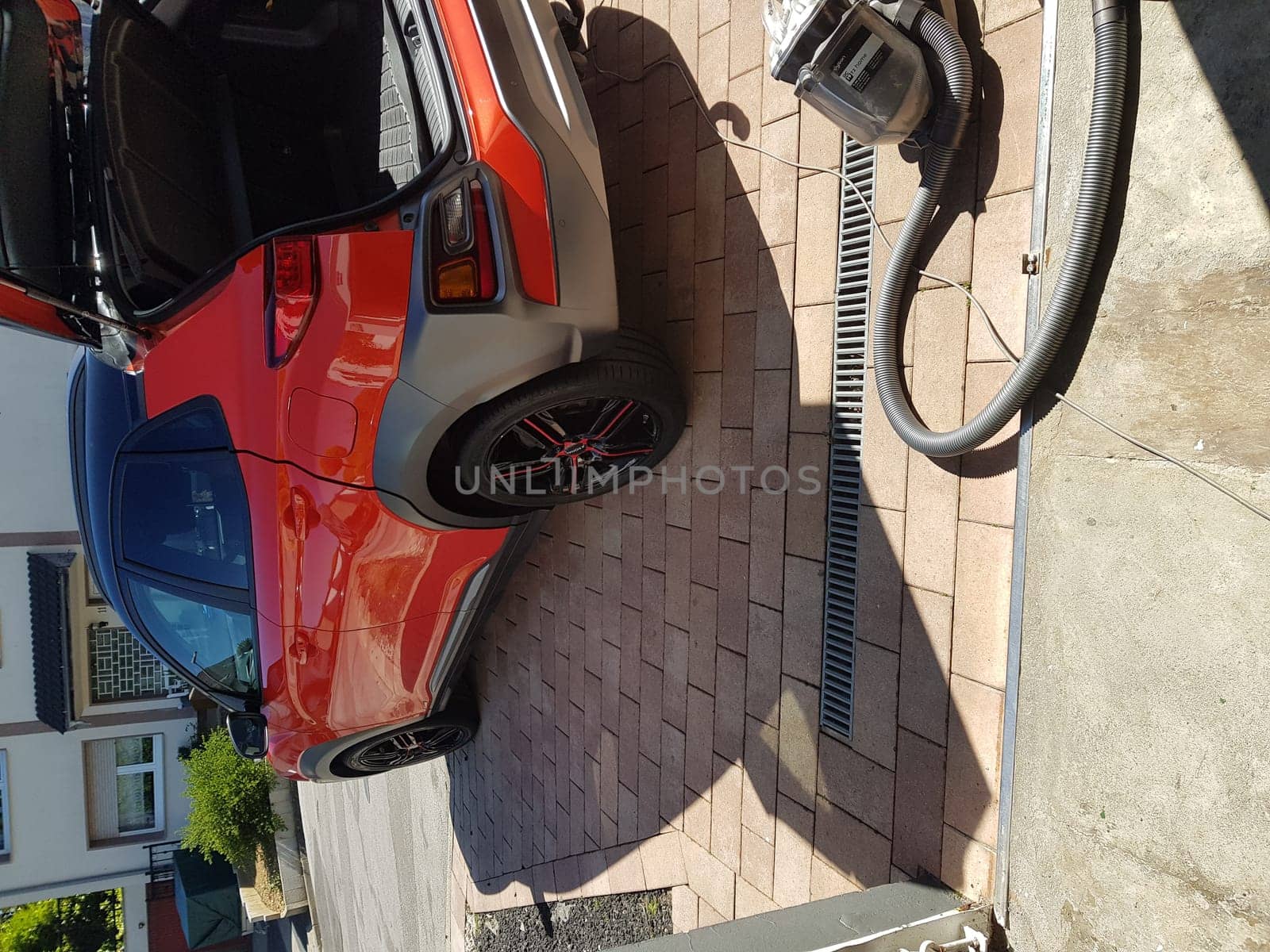 VELBERT, NRW, GERMANY - MAY 05, 2020: Velbert, Nrw, Germany - May 05, 2020: Hyundai Kona small SUV car, with new aluminum rims with red stripes