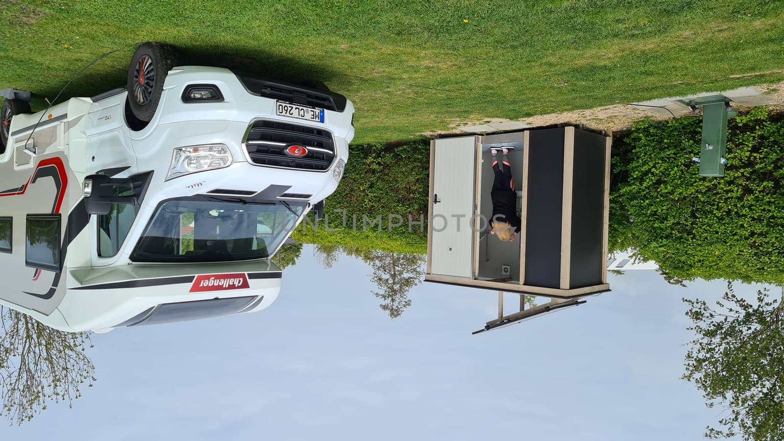 ZELADE, NETHERLANDS - MAY 05, 2022: Zelande, The Netherlands - May 05, 2022: Campers parked on a Camer Van pitch. Concept camper van leisure and fun