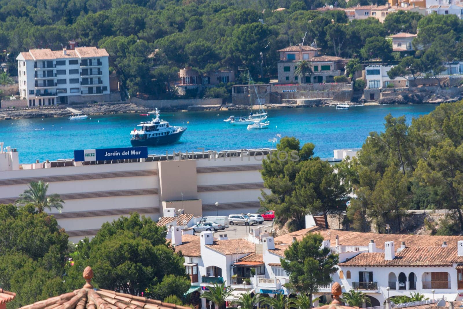 Paguera, MALLORCA, SPAIN - JULY 01, 2016: Paguera, Mallorca, Spain - July 01, 2016: Beautiful view of the coast of Peguera, Spain Mallorca, panorama of the beach Costa de la Calma