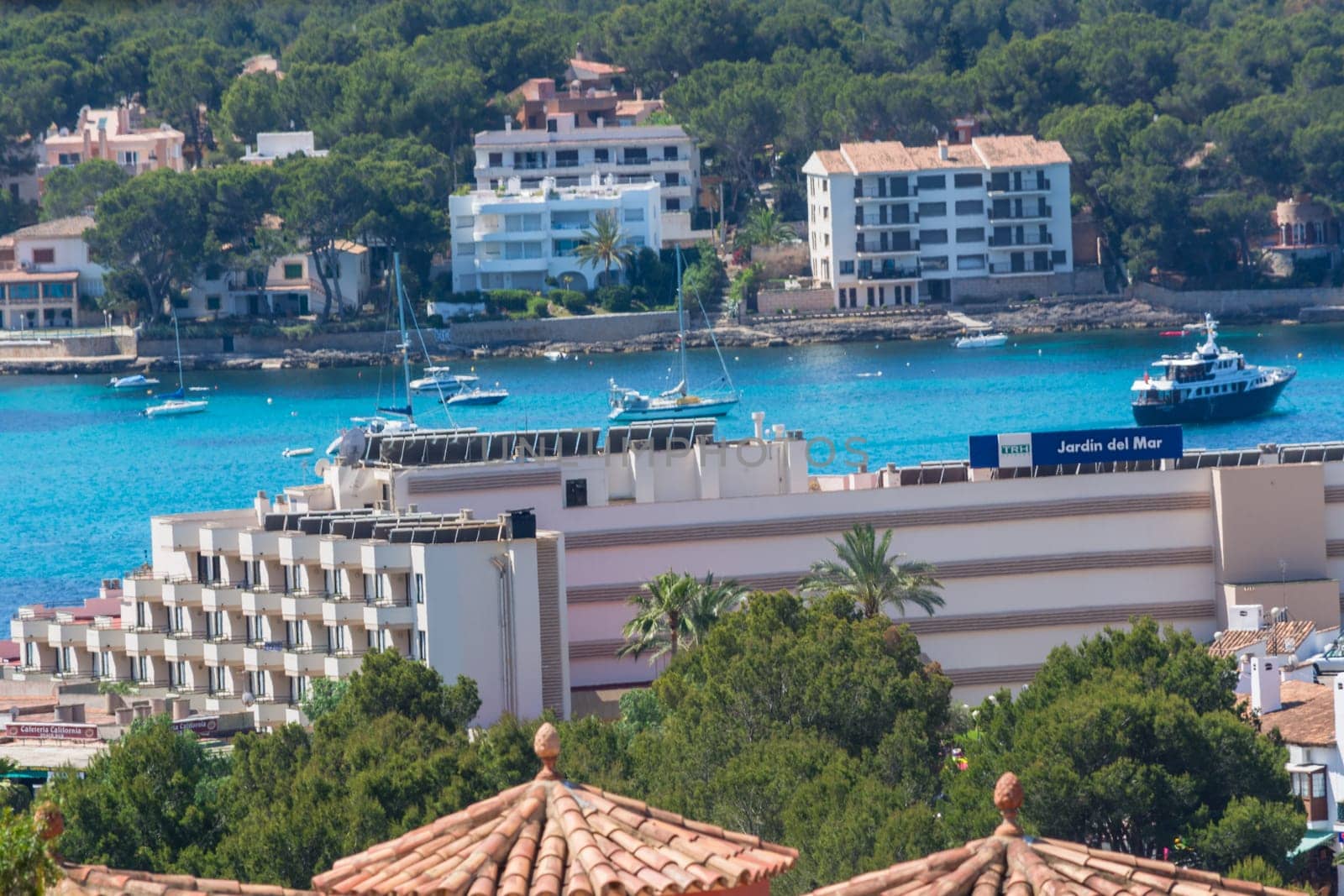 Paguera, MALLORCA, SPAIN - JULY 01, 2016: Paguera, Mallorca, Spain - July 01, 2016: Beautiful view of the coast of Peguera, Spain Mallorca, panorama of the beach Costa de la Calma