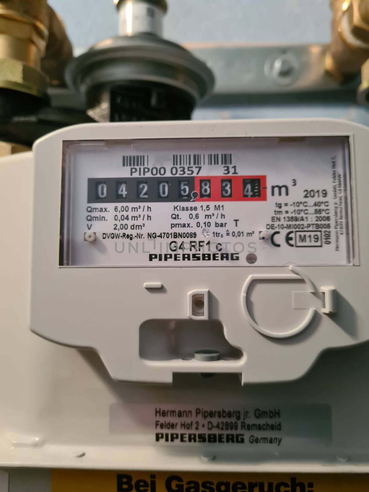 HEILIGENHAUS, NRW, GERMANY - JANUARY 28, 2021: Heiligenhaus, Nrw, Germany - January 28, 2020: Residential gas meter and pressure regulator