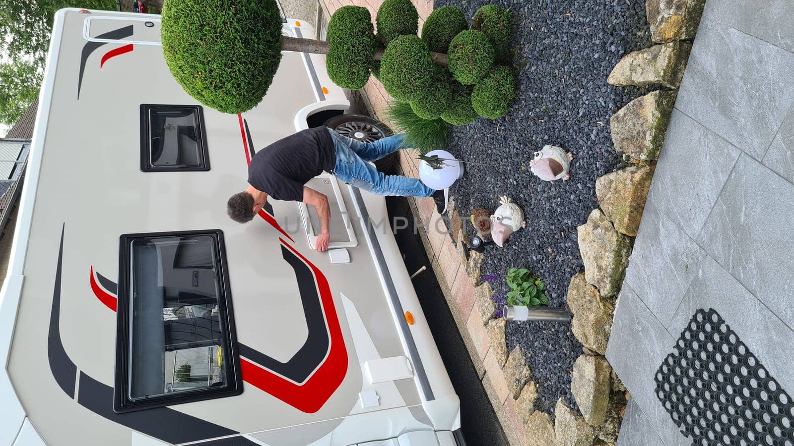 HEILIGENHAUS, NRW, GERMANY - JULY 31, 2021: Heiligenhaus, Nrw, Germany - July 31, 2021: Motorhomes and campers for sale or rent. Concept freedom, family holiday travel, vacation travel with camper.