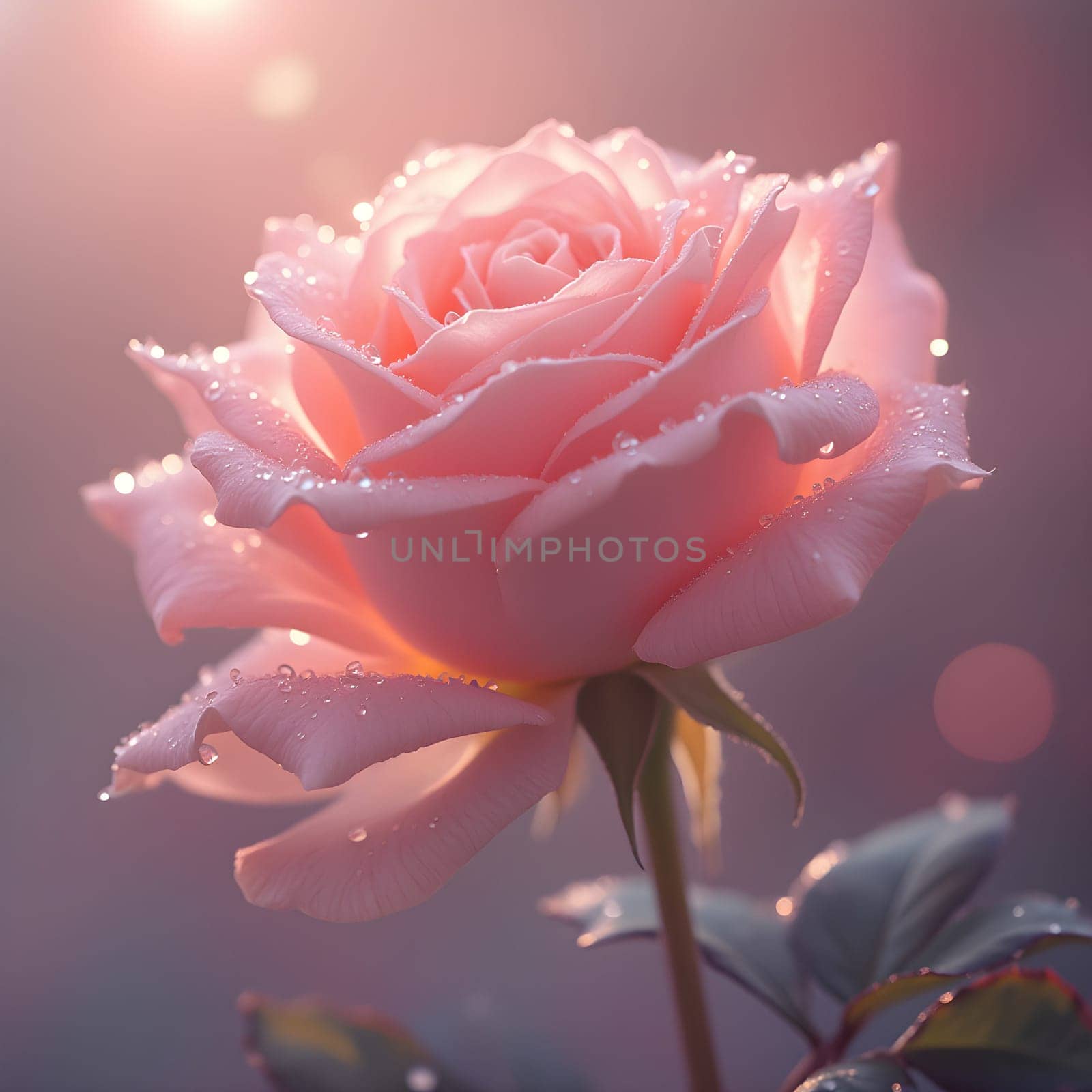 Rose Petals Sparkling Like Morning Dew in Soft Focus