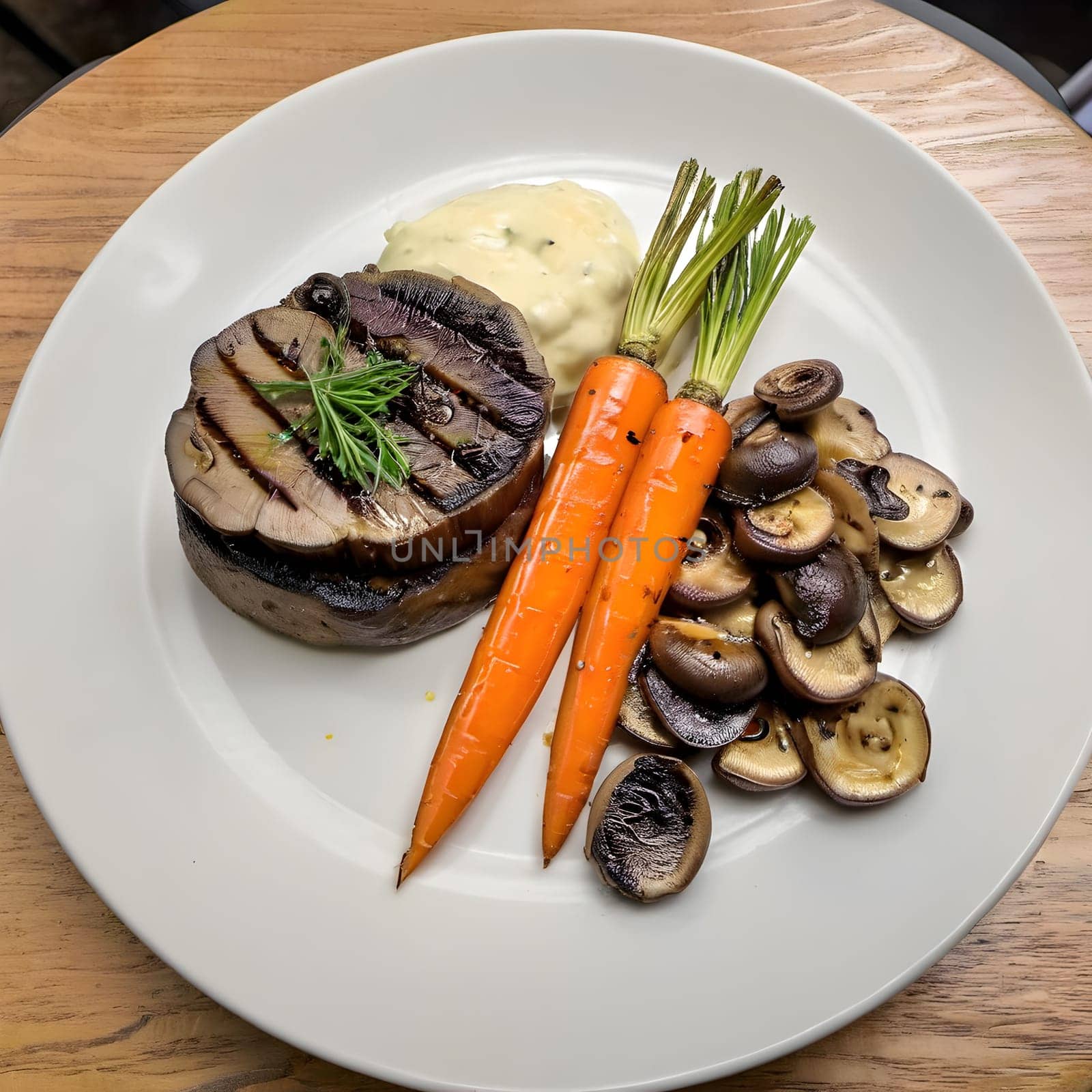 Decadent Delights: Grilled Carrots and Sautéed Mushrooms with Truffle Butter Steak