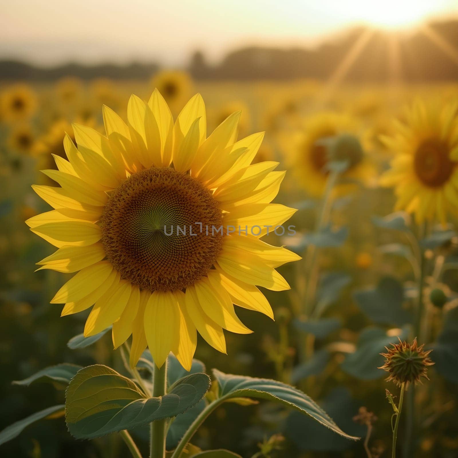 Serene Sunflower Surrounded by Soft Golden Glow