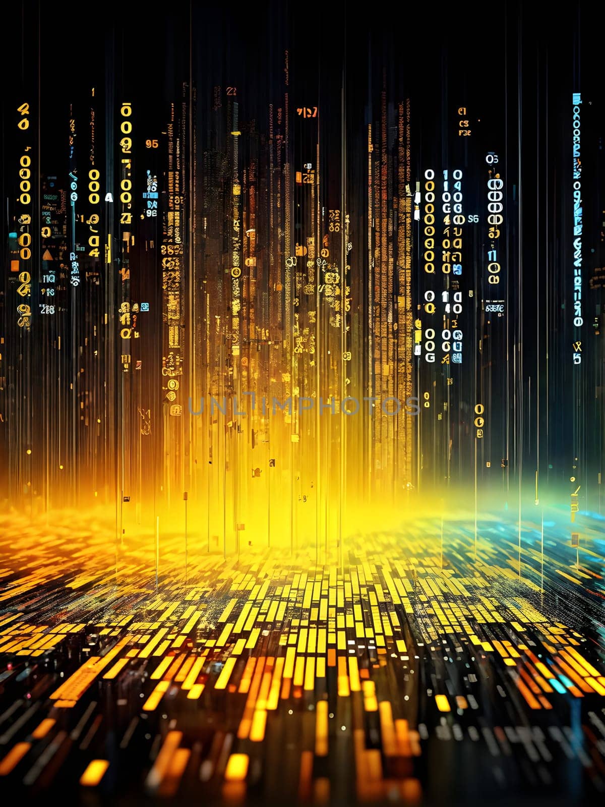 abstract animation of binary code cascading down like digital rain, representing data insights in monochromatic hues