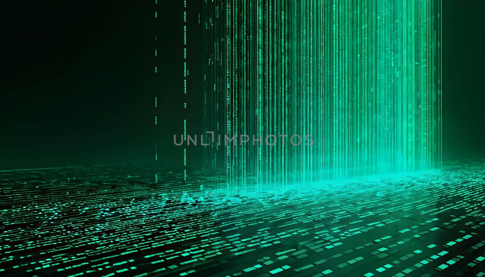 abstract animation of binary code cascading down like digital rain, representing data insights in monochromatic hues