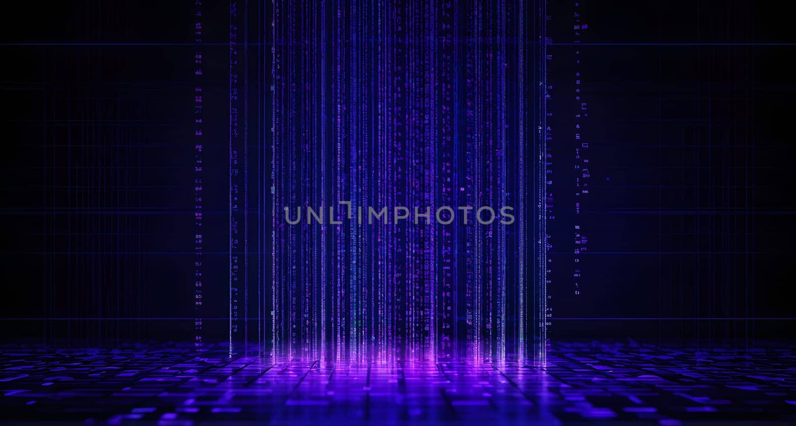 abstract animation of binary code cascading down like digital rain, representing data insights in monochromatic hues