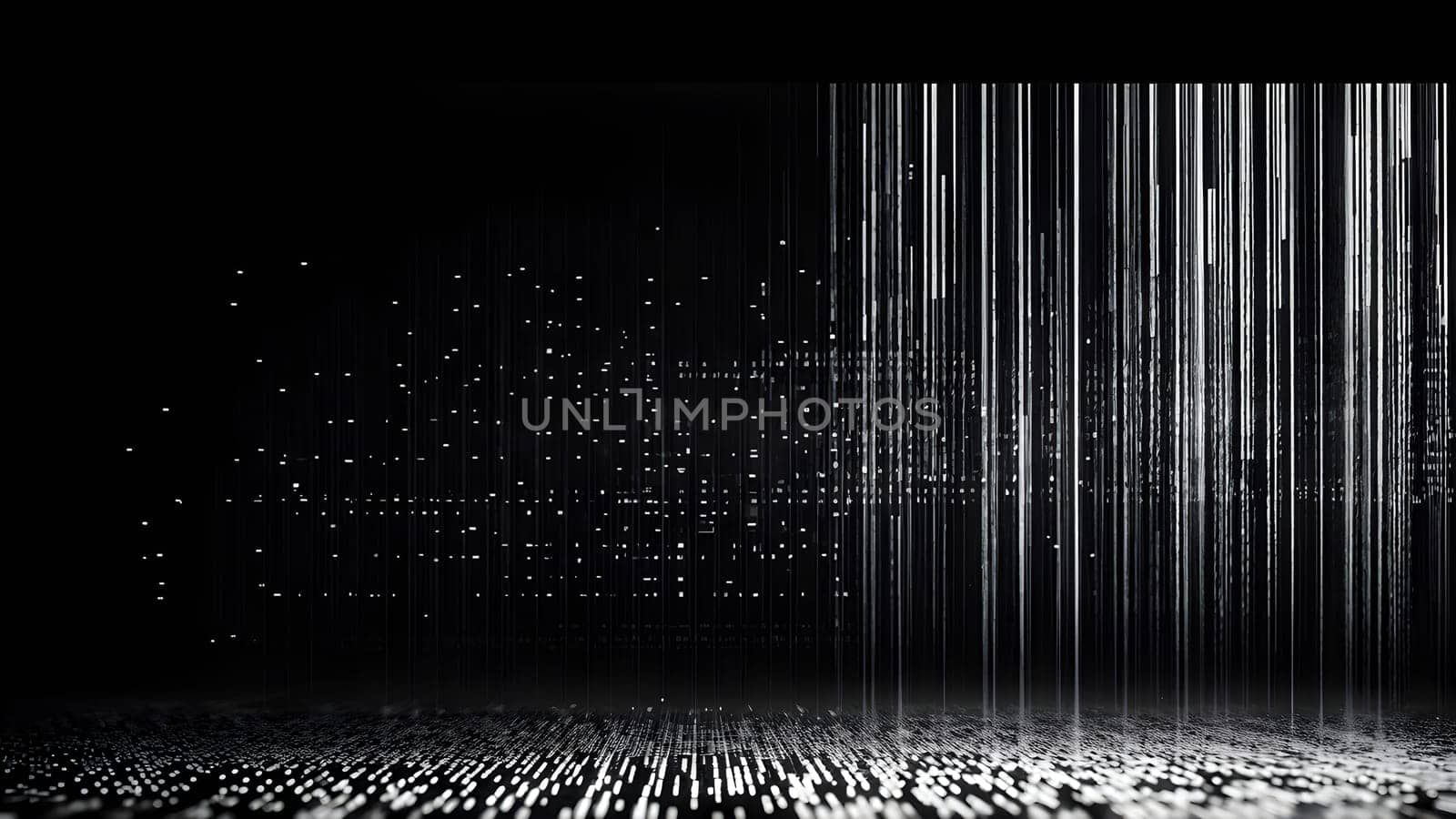 abstract animation of binary code cascading down like digital rain, representing data insights in monochromatic hues
